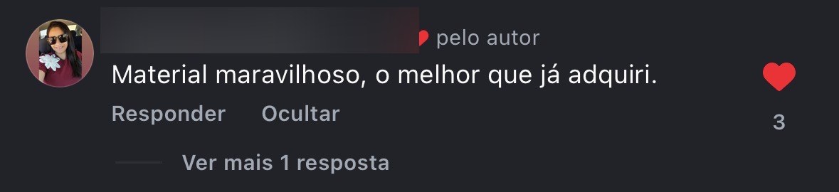 Depoimento — material maravilhoso, o melhor que já adquiri